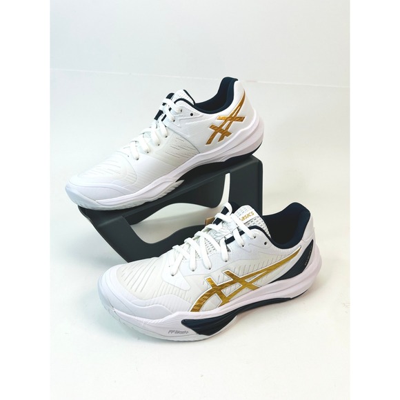 Asics Sky Elite FF 3 Womens Volleyball Shoes White Pure Gold 1052A075-102 Size 8